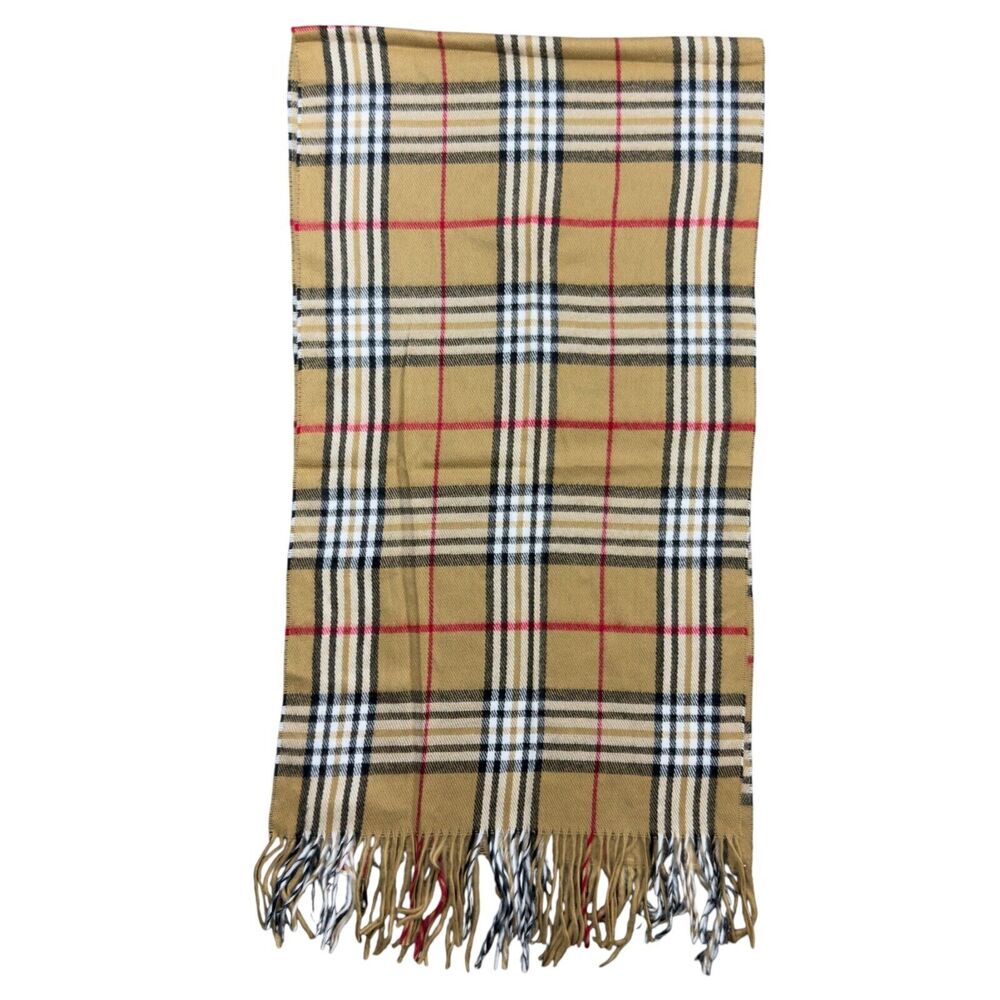 Avenue Neck Warmer Muffler & Scarf Mens Multi Checkered 100% Acrylic Fringe End